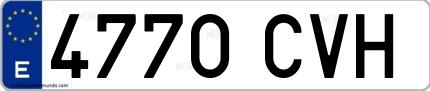 Ejemplo de matrícula de coche ordinaria 4770 CVH