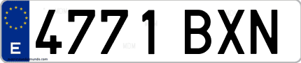 Ejemplo de matrícula de coche ordinaria 4771 BXN