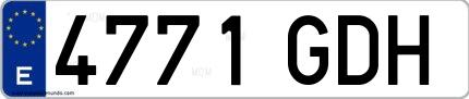 Ejemplo de matrícula española 4771 GDH