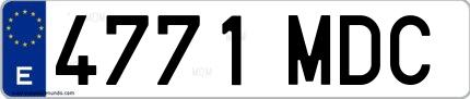 Ejemplo de matrícula de coche ordinaria 4771 MDC