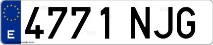 Ejemplo de matrícula española 4771 NJG