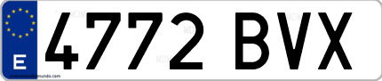 Ejemplo de matrícula de coche ordinaria 4772 BVX