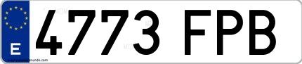 Ejemplo de matrícula española 4773 FPB