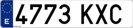 Ejemplo de matrícula de coche ordinaria 4773 KXC