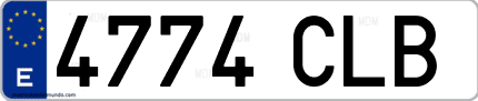 Ejemplo de matrícula de coche ordinaria 4774 CLB