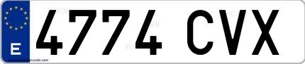 Ejemplo de matrícula española 4774 CVX