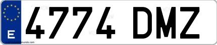 Ejemplo de matrícula española 4774 DMZ