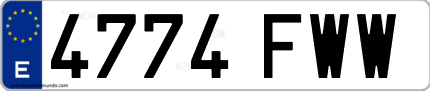 Ejemplo de matrícula de coche ordinaria 4774 FWW