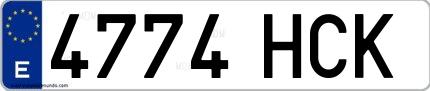 Ejemplo de matrícula española 4774 HCK
