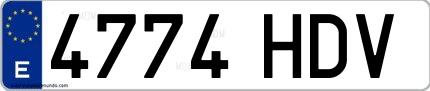 Ejemplo de matrícula española 4774 HDV
