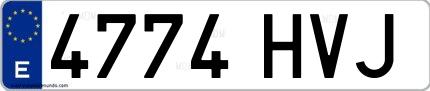 Ejemplo de matrícula española 4774 HVJ