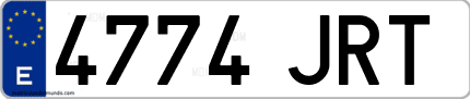 Ejemplo de matrícula de coche ordinaria 4774 JRT