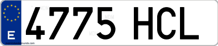 Ejemplo de matrícula de coche ordinaria 4775 HCL