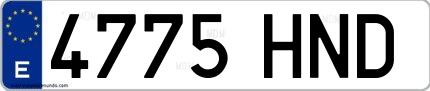 Ejemplo de matrícula española 4775 HND