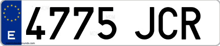 Ejemplo de matrícula de coche ordinaria 4775 JCR