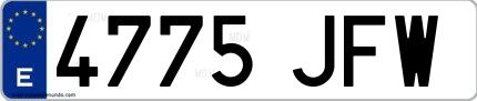 Ejemplo de matrícula española 4775 JFW