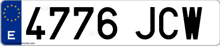 Ejemplo de matrícula de coche ordinaria 4776 JCW