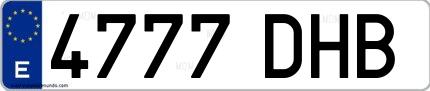 Ejemplo de matrícula española 4777 DHB