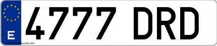 Ejemplo de matrícula de coche ordinaria 4777 DRD