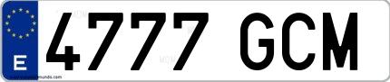 Ejemplo de matrícula española 4777 GCM