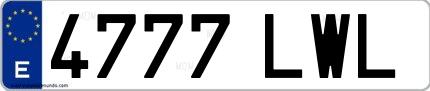 Ejemplo de matrícula española 4777 LWL