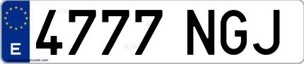 Ejemplo de matrícula española 4777 NGJ