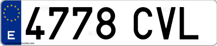 Ejemplo de matrícula de coche ordinaria 4778 CVL