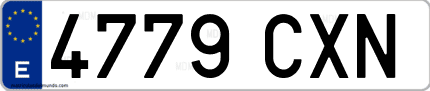 Ejemplo de matrícula de coche ordinaria 4779 CXN