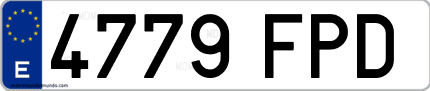 Ejemplo de matrícula de coche ordinaria 4779 FPD