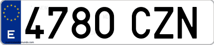 Ejemplo de matrícula de coche ordinaria 4780 CZN