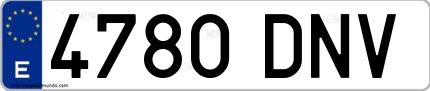 Ejemplo de matrícula española 4780 DNV
