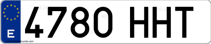 Ejemplo de matrícula de coche ordinaria 4780 HHT