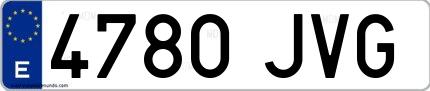 Ejemplo de matrícula española 4780 JVG