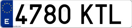 Ejemplo de matrícula de coche ordinaria 4780 KTL