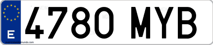Ejemplo de matrícula de coche ordinaria 4780 MYB