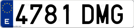 Ejemplo de matrícula de coche ordinaria 4781 DMG