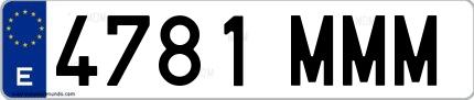 Ejemplo de matrícula española 4781 MMM