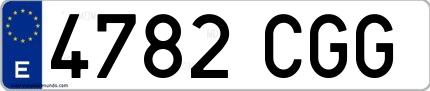 Ejemplo de matrícula española 4782 CGG