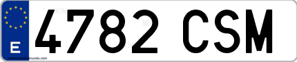 Ejemplo de matrícula de coche ordinaria 4782 CSM