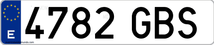 Ejemplo de matrícula de coche ordinaria 4782 GBS