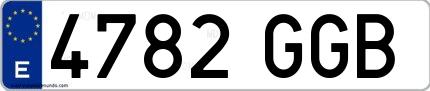Ejemplo de matrícula española 4782 GGB