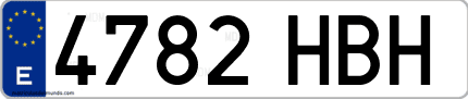 Ejemplo de matrícula de coche ordinaria 4782 HBH