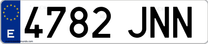 Ejemplo de matrícula de coche ordinaria 4782 JNN