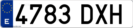 Ejemplo de matrícula de coche ordinaria 4783 DXH