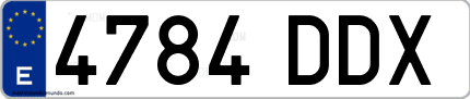 Ejemplo de matrícula de coche ordinaria 4784 DDX