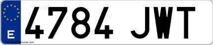 Ejemplo de matrícula española 4784 JWT