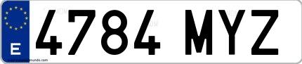 Ejemplo de matrícula española 4784 MYZ