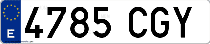 Ejemplo de matrícula de coche ordinaria 4785 CGY