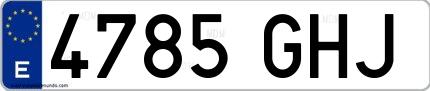 Ejemplo de matrícula española 4785 GHJ