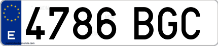 Ejemplo de matrícula de coche ordinaria 4786 BGC